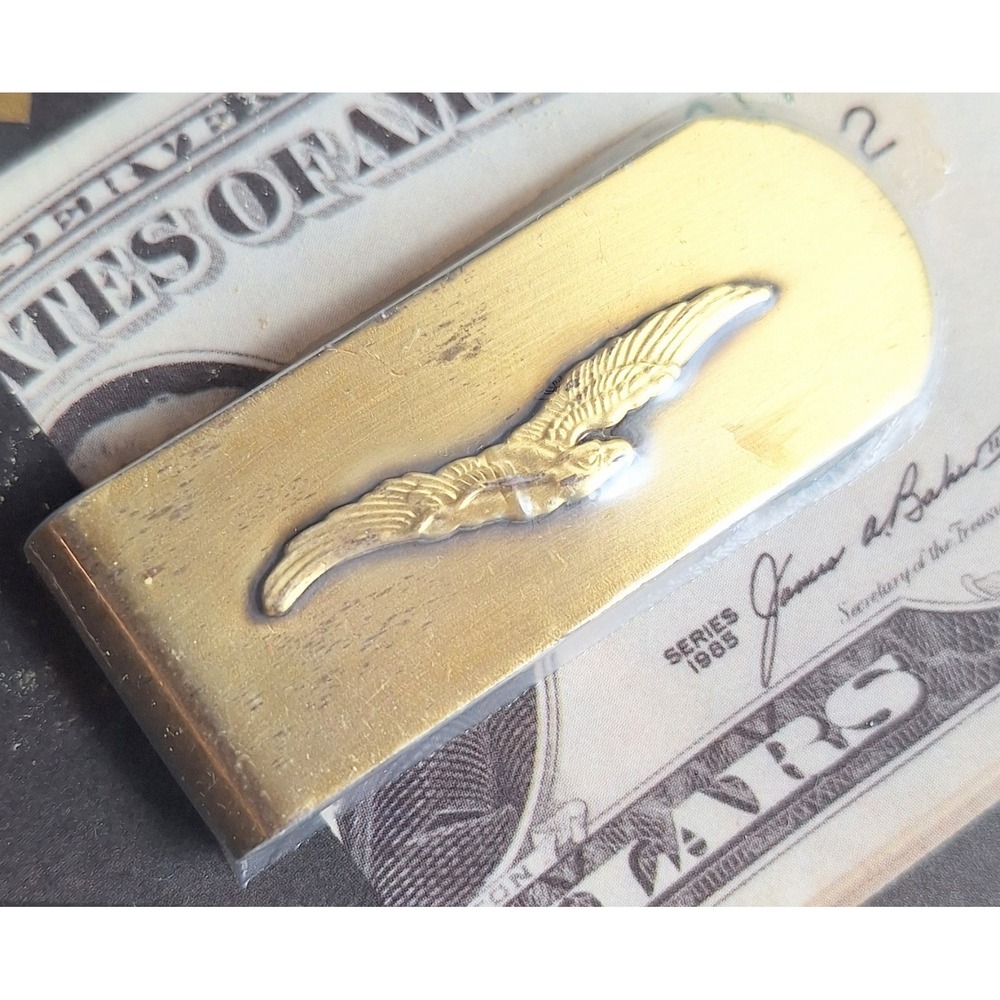 Skoal Brass Money Clip‎ Vintage Soaring Eagle NIP